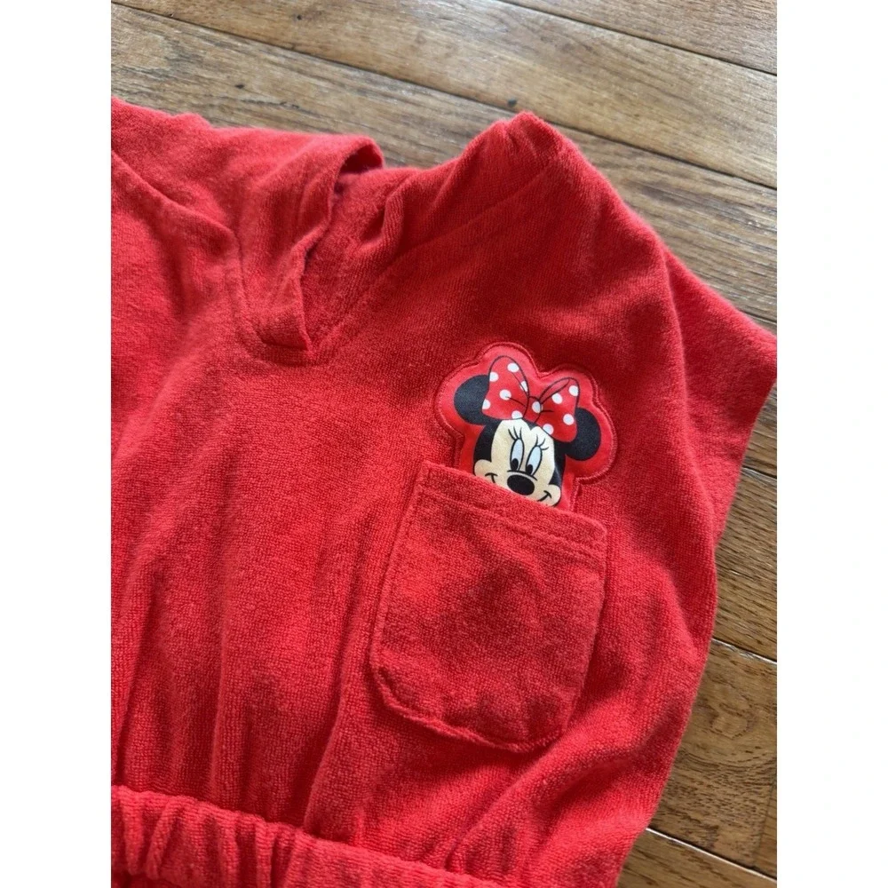Disney Minnie Mouse terry cloth swim cover-up dress beach towel Sz 5T hooded